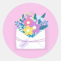 Com o adesivo redondo amoroso com envelope