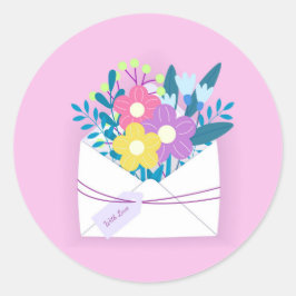 Com o adesivo redondo amoroso com envelope