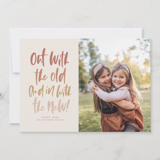 Com o novo cartão com fotos feliz ano novo moderno (Frente)