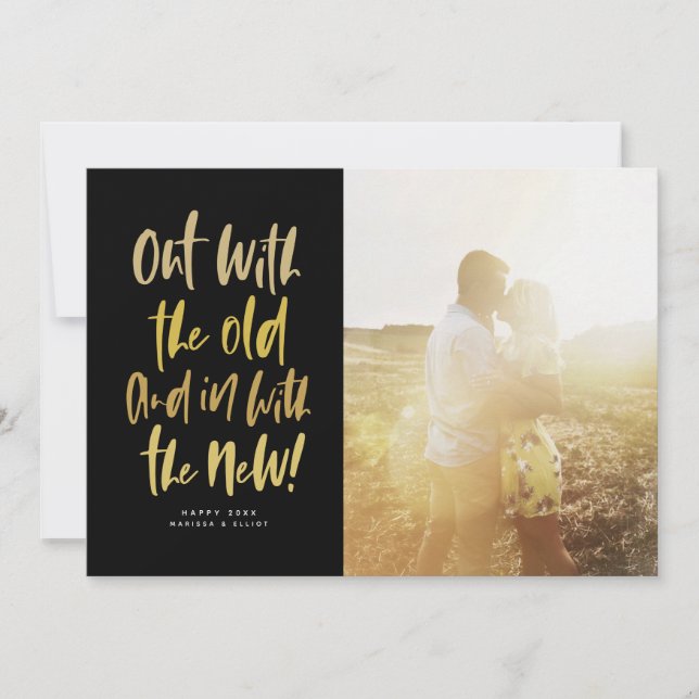 Com o novo cartão com fotos feliz ano novo moderno (Frente)