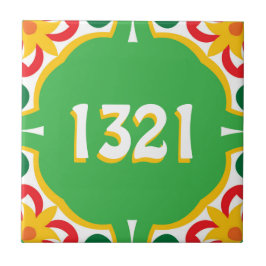 Com o número de casa Azulejos, padrão decorativo,