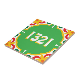 Com o número de casa Azulejos, padrão decorativo,