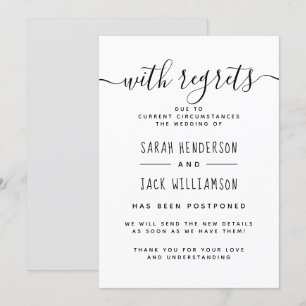 "Com Pesar" B&W Anúncio de Casamento Adiado