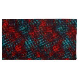 Com revestimento quadrado riscado vermelho e azul