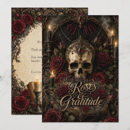 Com Rosas & Gratidão Cartão de Agradecimento Gótic