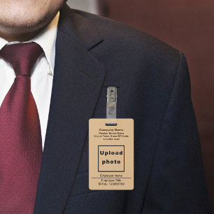 Com Texto e Foto do Funcionário - Crachá Bege Clar