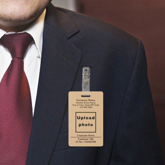 Com Texto e Foto do Funcionário - Crachá Bege Clar (Criador carregado)