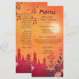Com um belo cartão de menu Sunset Serenade