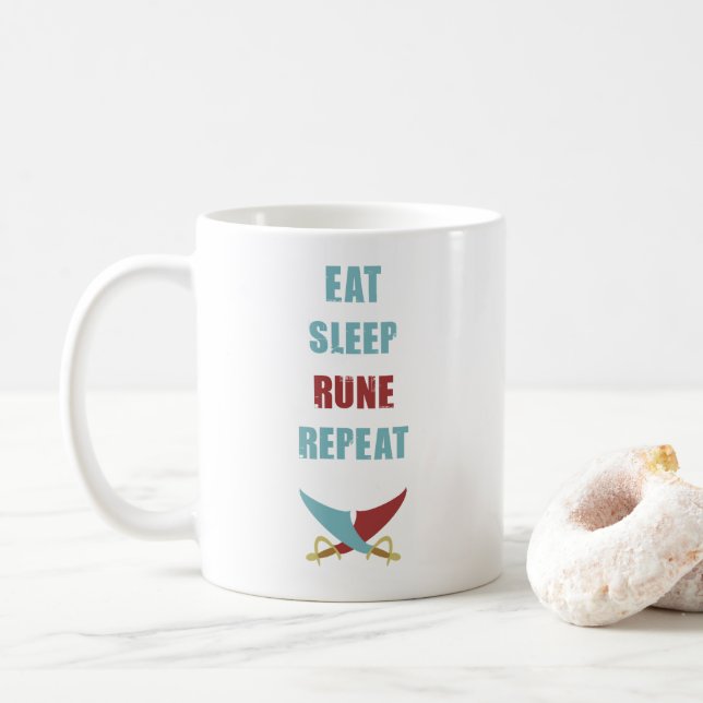 Coma a caneca de café de Runescape do sono (Com Donut)