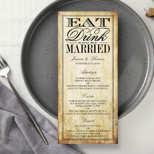 Coma, Beba E Case Menus De Casamento vintage