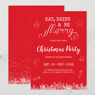 Coma, beba e seja feliz Convite de festas de Natal