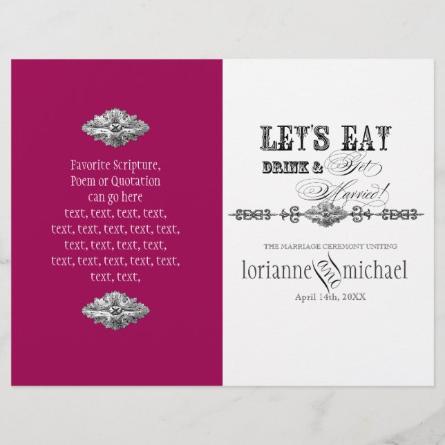 Coma, Beba para casar, programa de casamento forma (Frente)