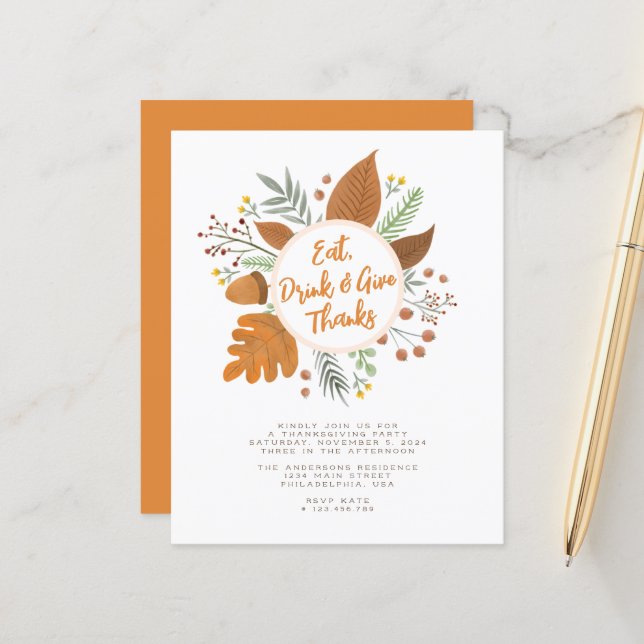 Coma Bebida e Dê Obrigados Festa de Wreath de Ação (Frente/Verso In Situ)