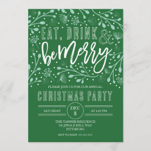 Coma Bebida e Seja Feliz Convite de festas de Nata