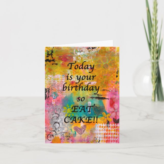 Coma Bolo no seu aniversário - Cartão de Vazio (Frente)