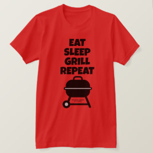 Coma Dormir Grelhar Repetir Camiseta BBQ para chef