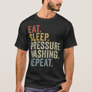 Coma Dormir Lavagem à Pressão Repetir Camiseta Eng