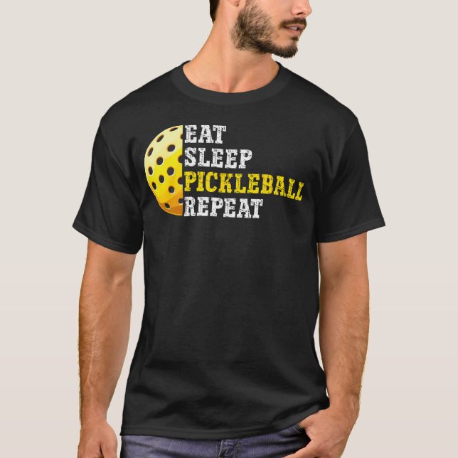 Coma Dormir Pickleball Repetir Camiseta Divertida  (Frente)