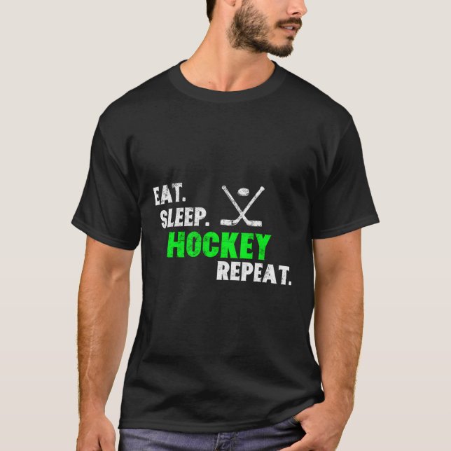 Coma Hockey com Sono Repetir Camisa Longa Com Capa (Frente)