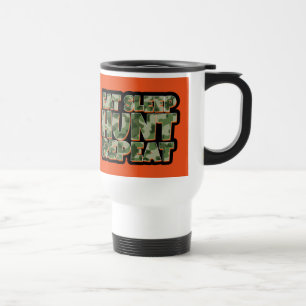 Coma homens alaranjados da caneca de viagem da