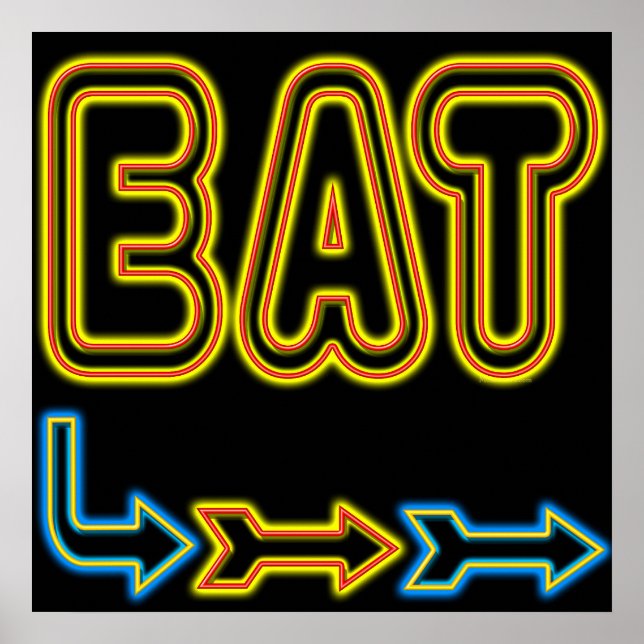 Coma Impressão de Arte com Sinal de Neon Retroativ (Frente)