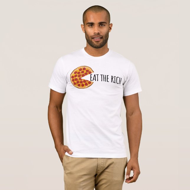 Coma o Rich - Engraçada Camiseta de Pizza Socialis (Frente Completa)