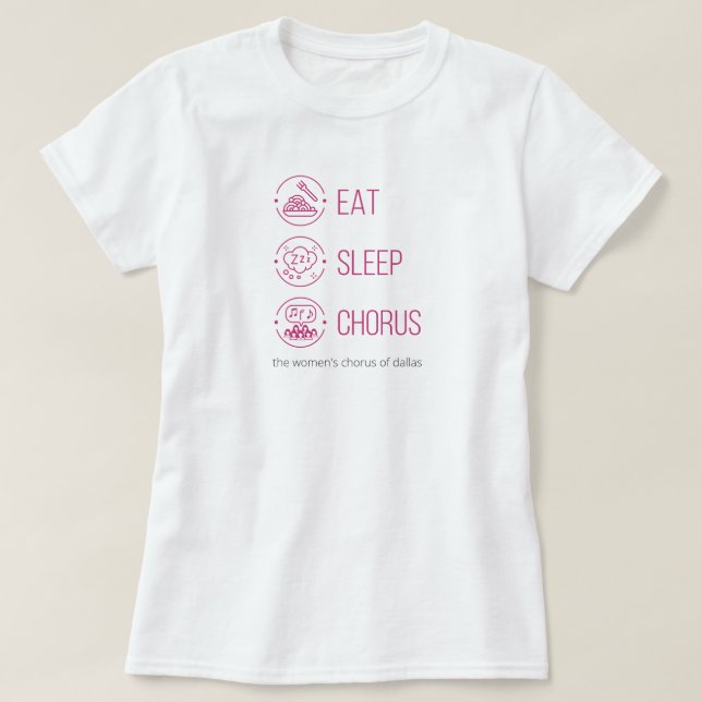 Coma Rosa Quente. Dormir. Coro. Camiseta (Frente do Design)