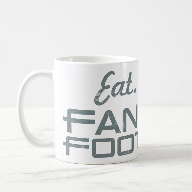 Coma. Sono. Caneca de café do futebol da fantasia (Esquerda)