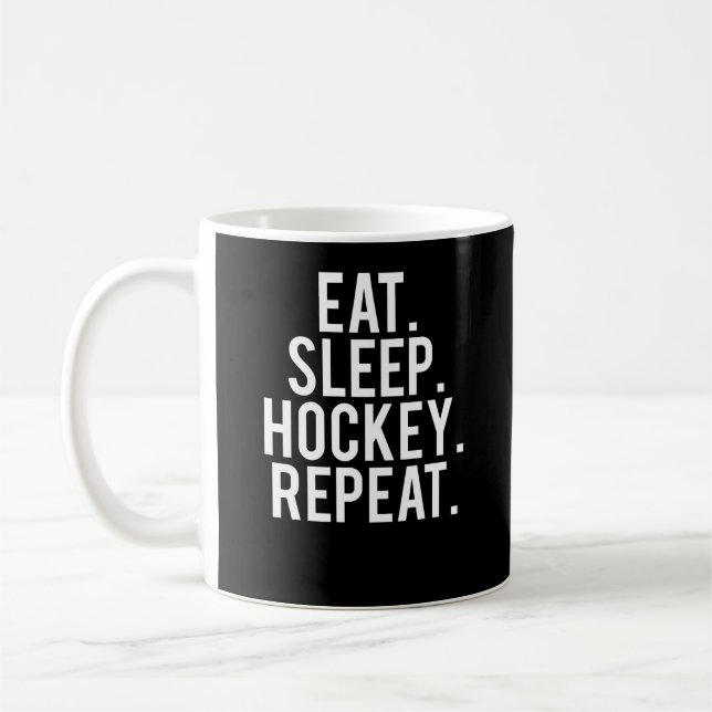 Coma. Sono. Hóquei. Repetição. Caneca de café (Esquerda)