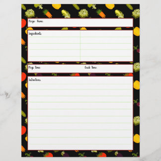 Coma sua folha de receitas de vegetais