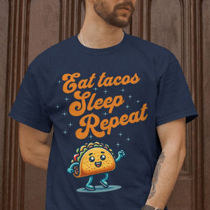 Coma Tacos Dormir Repetir Camisa Engraçada de Taco