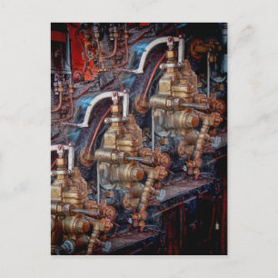 Comandos de um cartão postal de locomotiva a vapor