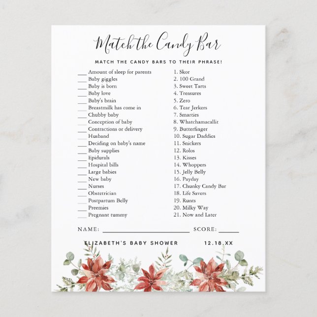 Combine o Bar doce | Jogo Chá de fraldas (Frente)