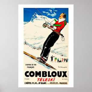 Combloux,Chemins de Fer Francias, Poster de Esqui