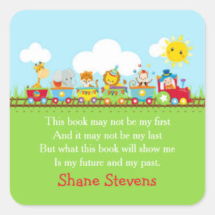 Comboio de circo animal bonito no adesivo vermelho