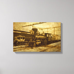 Comboio Vintage Steampunk na canvas