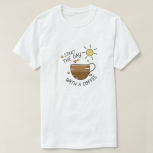 "Começar o dia com a camiseta gráfica do café