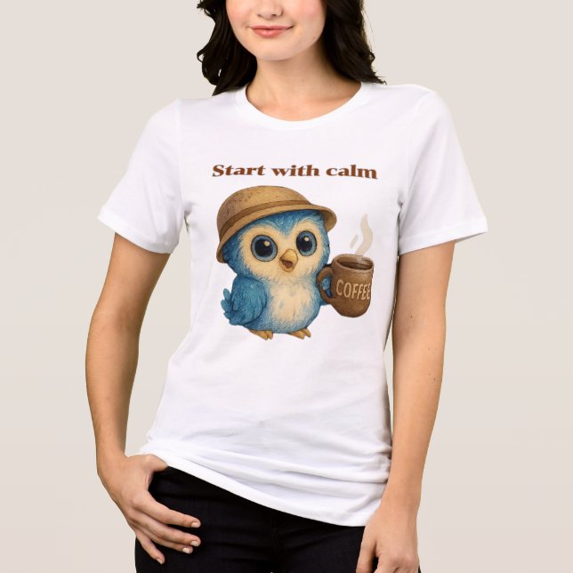 Comece com Calma - Vinheta de Camisa T Motivaciona (Frente)