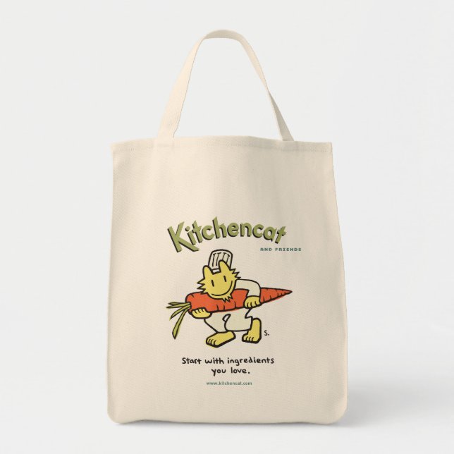 "Comece com ingredientes que você ama" a bolsa de (Frente)