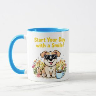 Comece o seu dia com um sorriso - Uma caneca branc