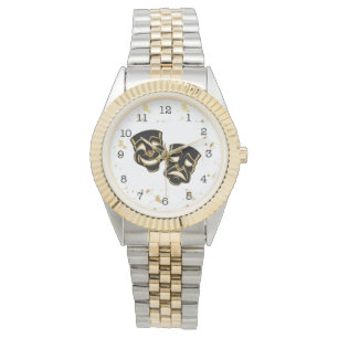 Comédia com brilho Dourado preto e relógio de teat