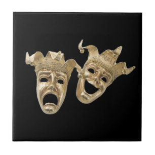 Comédia e Tragédia Máscaras R Azulejo Preto