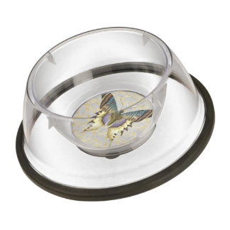 Comedouro Para Cachorro Borboleta de Estilo de Vintagem Azul e Amarelo