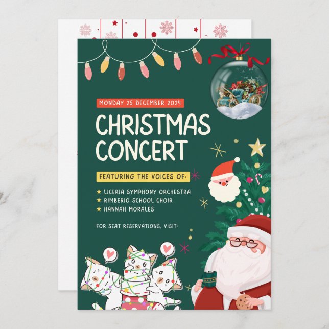 "Comemoração Mágica: Convite de Natal (Frente/Verso)