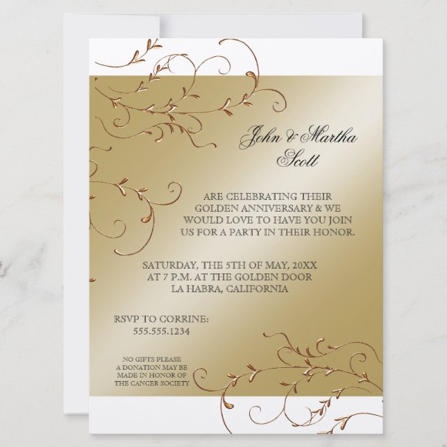 Comemorando 50 anos, Convite de Aniversário de 50  (Frente)