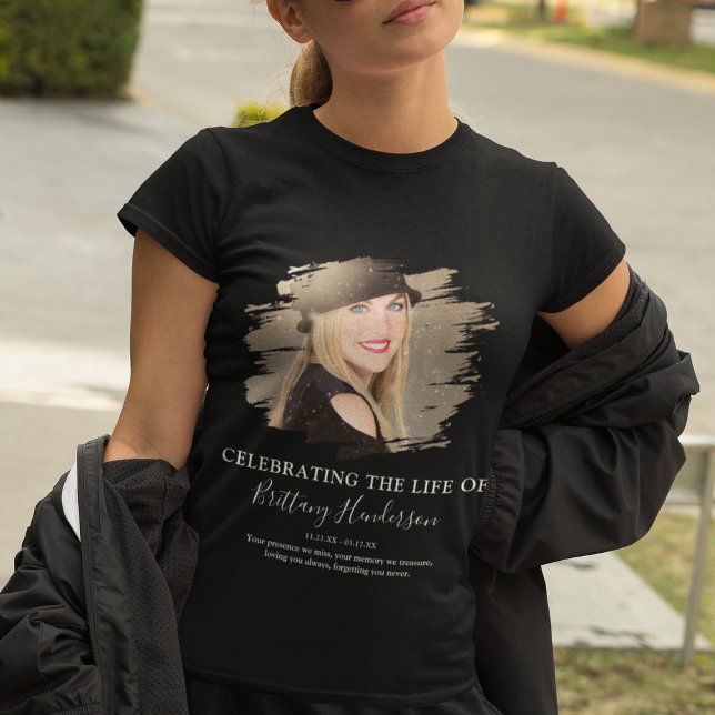 Comemorando A Vida De | Camiseta Memorial Com Foto (Criador carregado)
