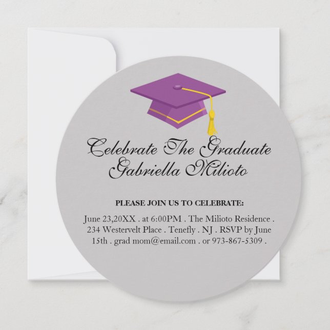 Comemorar O Convite Para Boné Roxo Formando (Frente)