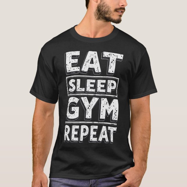 Comer Dormir Academia Repetir Camiseta Divertida H (Frente)