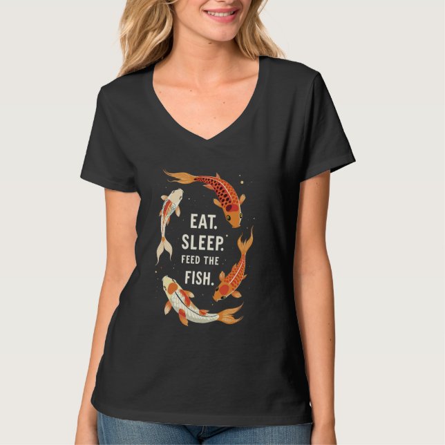 Comer Dormir Alimentar Koi Carpa Peixe Camiseta Ja (Frente)