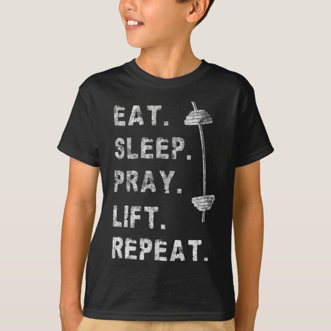 Comer Dormir Rezar Levantar Repetir Camiseta de Ac (Frente)